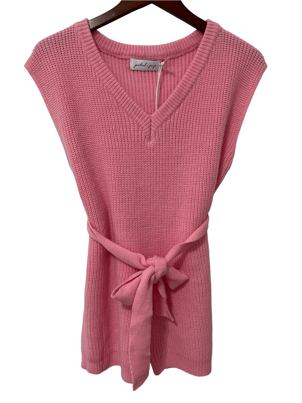 Petal & Pup Women’s Small Pink Knit Tie Waist Romper NWT